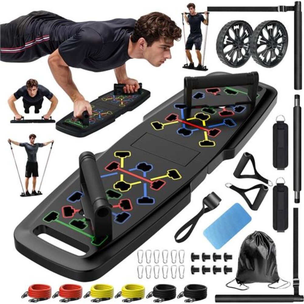 Push Up Board,Home Gym,Portable Exercise Equipment,Pilates Bar and 20 Fitness